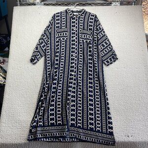 Joseph Ribkoff Blue / White Chain AOP Button Front Midi Shirt Dress Size 14 Read